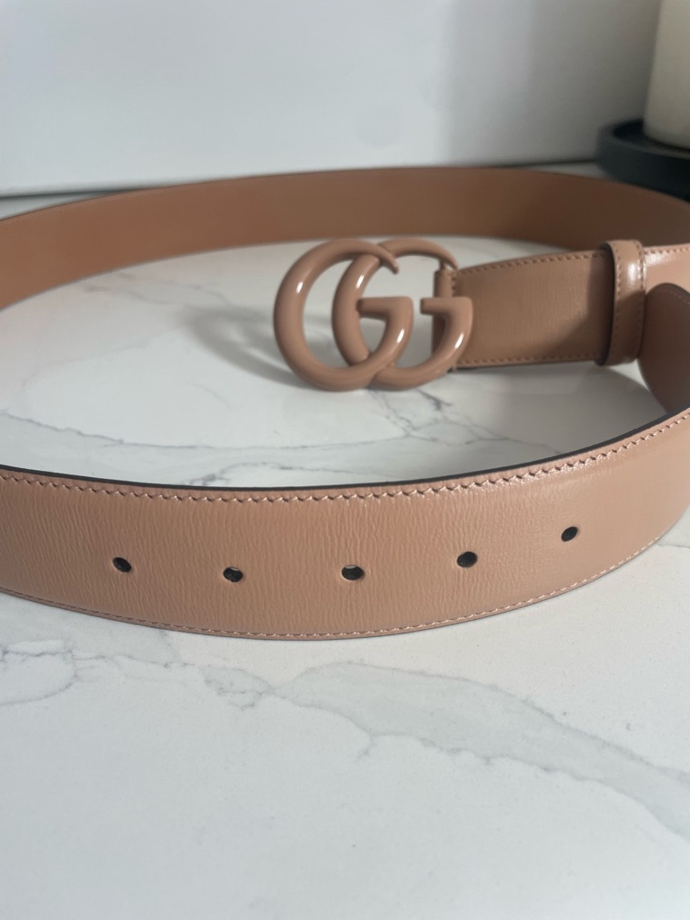 Gucci Beige Patent Double G Buckle Belt - Brand New - Picture 2 of 5